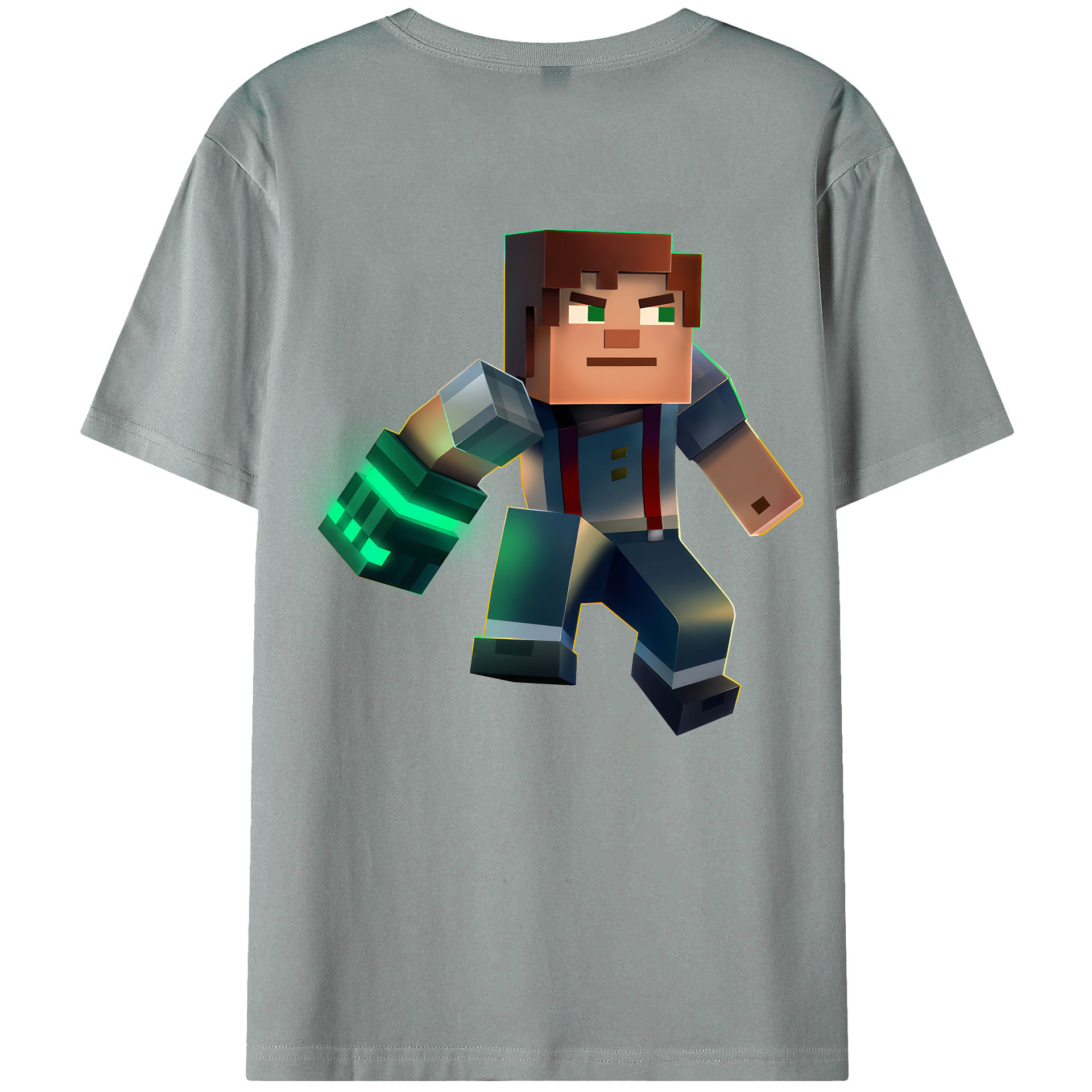 （画像用） マインクラフト ブロックの世界 Minecraft MC Block world 綿100％ メンズ半袖Tシャツ（バックプリント） 通気性